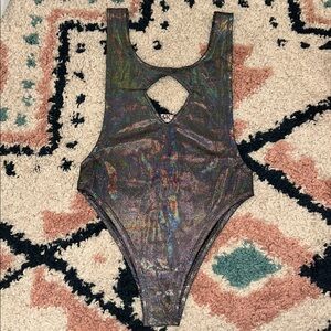 Disco Plunge holographic Bodysuit